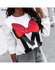 WannaThis jesienno-zimowa z długim rękawem szare bluzy damskie 2019 Mickey list drukuj O-Neck Casual luźne jednolite bluzy z kap
