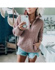 Nadafair Casual ponadgabarytowa puszysta bluza z kapturem damska świąteczna zapinana na zamek Faux zimowa bluza polarowa z kaptu