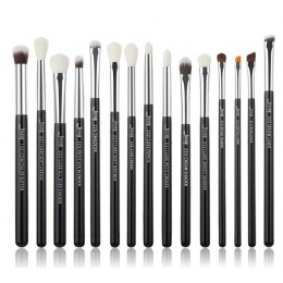 Jessup czarny/srebrny zestaw pędzli do makijażu profesjonalny z naturalne włosy fundacja Powder Eyeshadow pędzel do makijażu Blu