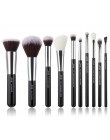 Jessup czarny/srebrny zestaw pędzli do makijażu profesjonalny z naturalne włosy fundacja Powder Eyeshadow pędzel do makijażu Blu