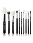 Jessup czarny/srebrny zestaw pędzli do makijażu profesjonalny z naturalne włosy fundacja Powder Eyeshadow pędzel do makijażu Blu