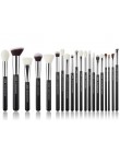 Jessup czarny/srebrny zestaw pędzli do makijażu profesjonalny z naturalne włosy fundacja Powder Eyeshadow pędzel do makijażu Blu