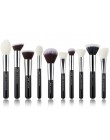 Jessup czarny/srebrny zestaw pędzli do makijażu profesjonalny z naturalne włosy fundacja Powder Eyeshadow pędzel do makijażu Blu