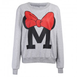 WannaThis jesienno-zimowa z długim rękawem szare bluzy damskie 2019 Mickey list drukuj O-Neck Casual luźne jednolite bluzy z kap