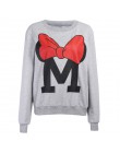 WannaThis jesienno-zimowa z długim rękawem szare bluzy damskie 2019 Mickey list drukuj O-Neck Casual luźne jednolite bluzy z kap