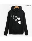 Biały różowy marka dresy femme Casual 2019 kawaii kot łapy bluzy z kapturem z nadrukami dla kobiet polar jesień zima bluza swetr