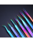 Pęseta ze stali nierdzewnej objętość przedłużanie rzęs pęseta do brwi podkręcone proste paznokci Clipper szczypce narzędzia do m