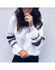 Jesień 2019 moda Streetwear z długim rękawem O-Neck kobiety bluzy luźne różowe topy Patchwork sweter bluza kobiety ubrania