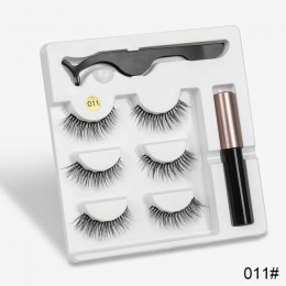 3 zestaw magnesów Mix rzęs magnetyczny płynny Eyeliner i magnetyczne sztuczne rzęsy i pęseta naturalny wodoodporny, długi, trwał