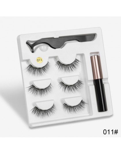 3 zestaw magnesów Mix rzęs magnetyczny płynny Eyeliner i magnetyczne sztuczne rzęsy i pęseta naturalny wodoodporny, długi, trwał