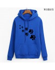 Biały różowy marka dresy femme Casual 2019 kawaii kot łapy bluzy z kapturem z nadrukami dla kobiet polar jesień zima bluza swetr
