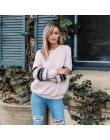 Jesień 2019 moda Streetwear z długim rękawem O-Neck kobiety bluzy luźne różowe topy Patchwork sweter bluza kobiety ubrania