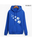 Biały różowy marka dresy femme Casual 2019 kawaii kot łapy bluzy z kapturem z nadrukami dla kobiet polar jesień zima bluza swetr
