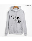 Biały różowy marka dresy femme Casual 2019 kawaii kot łapy bluzy z kapturem z nadrukami dla kobiet polar jesień zima bluza swetr