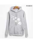 Biały różowy marka dresy femme Casual 2019 kawaii kot łapy bluzy z kapturem z nadrukami dla kobiet polar jesień zima bluza swetr