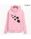 Biały różowy marka dresy femme Casual 2019 kawaii kot łapy bluzy z kapturem z nadrukami dla kobiet polar jesień zima bluza swetr