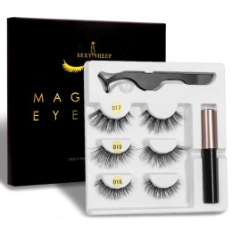 Magnetyczne rzęsy 3D Mink sztuczne rzęsy magnes Eyeliner Mink sztuczne rzęsy wodoodporny płyn zestaw pincet długotrwałe rzęsy