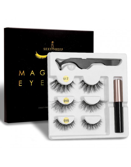 Magnetyczne rzęsy 3D Mink sztuczne rzęsy magnes Eyeliner Mink sztuczne rzęsy wodoodporny płyn zestaw pincet długotrwałe rzęsy