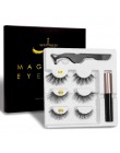 Magnetyczne rzęsy 3D Mink sztuczne rzęsy magnes Eyeliner Mink sztuczne rzęsy wodoodporny płyn zestaw pincet długotrwałe rzęsy