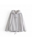 Casual Kangaroo bluza z kieszenią damska z długim rękawem obszerna bluza z kapturem jesień 2020 bluza z kapturem harajuku Solid 