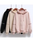Moda damska sztruksowe bluzy damskie solidne kolorowe hafty topy z kapturem dres bluza z długim rękawem odzież sportowa płaszcz