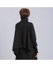 [EAM] luźny krój czarny asymetryczna bluza oversize nowy golf z długim rękawem kobiety Big Size moda fala wiosna 2020 OA869