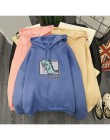 Wiosna jesień bluza damska typu harajuku z kapturem z długim rękawem bluzy damskie dinozaur polar z nadrukami bluza z kapturem S