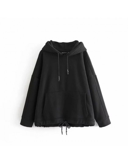 Casual Kangaroo bluza z kieszenią damska z długim rękawem obszerna bluza z kapturem jesień 2020 bluza z kapturem harajuku Solid 