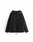Casual Kangaroo bluza z kieszenią damska z długim rękawem obszerna bluza z kapturem jesień 2020 bluza z kapturem harajuku Solid 