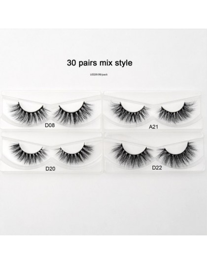 Visofree 30/40 Pairs/lot 3D rzęsy z norek z tacą bez pudełka ręcznie pełny pasek rzęsy Mink fałszywe makijaż rzęs rzęsy cilios