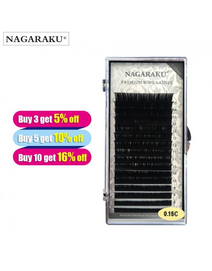 NAGARAKU J B C D Curl długość 7-15mm mieszane w jednej tacy przedłużanie rzęs indywidualne sztuczne rzęsy z norki miękkie sztucz