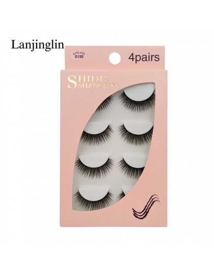LANJINGLIN 4 pairs rzęsy z norek sztuczne rzęsy mink 3d sztuczne rzęsy rozszerzenie makijaż cilios naturalne długie okrucieństwo