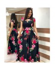 Elegancka wiosenna jesień kobiety sukienka 2019 Casual Bohmia kwiat drukuj Maxi sukienki moda Hollow Out tunika Vestidos sukienk