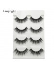 LANJINGLIN 4 pairs rzęsy z norek sztuczne rzęsy mink 3d sztuczne rzęsy rozszerzenie makijaż cilios naturalne długie okrucieństwo