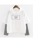 Bluzy rano selfie moletom kobiety paski patchworkowe bluzy z kapturem bluzy z przednia kieszeń krótki top bluza I28T Drop Shippi