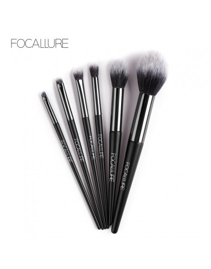 FOCALLURE 6 sztuk zestaw pędzli do makijażu profesjonalne wysokiej jakości miękkie kosmetyki Blush cieni do powiek pędzel do mak