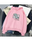 Wiosna jesień bluza damska typu harajuku z kapturem z długim rękawem bluzy damskie dinozaur polar z nadrukami bluza z kapturem S