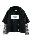 Bluzy rano selfie moletom kobiety paski patchworkowe bluzy z kapturem bluzy z przednia kieszeń krótki top bluza I28T Drop Shippi