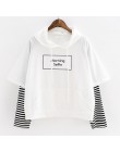 Bluzy rano selfie moletom kobiety paski patchworkowe bluzy z kapturem bluzy z przednia kieszeń krótki top bluza I28T Drop Shippi