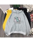 Wiosna jesień bluza damska typu harajuku z kapturem z długim rękawem bluzy damskie dinozaur polar z nadrukami bluza z kapturem S
