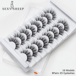 SEXYSHEEP 8 pairs 3D rzęsy z norek naturalne sztuczne rzęsy dramatyczna objętość sztuczne rzęsy makijaż przedłużanie rzęs rzęsy 