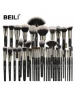 BEILI 40/35/15 sztuk luksusowy czarny profesjonalny zestaw pędzli do makijażu duże pędzle Powder foundation mieszanie kozy układ