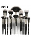 BEILI 40/35/15 sztuk luksusowy czarny profesjonalny zestaw pędzli do makijażu duże pędzle Powder foundation mieszanie kozy układ