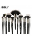 BEILI 40/35/15 sztuk luksusowy czarny profesjonalny zestaw pędzli do makijażu duże pędzle Powder foundation mieszanie kozy układ