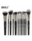 BEILI 40/35/15 sztuk luksusowy czarny profesjonalny zestaw pędzli do makijażu duże pędzle Powder foundation mieszanie kozy układ