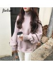 Jielur Korean Style ponadgabarytowe bluzy damskie zimowe fałszywe dwa kawałki bluza damska z golfem luźny, gruby swetry z polaru