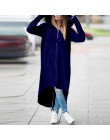 Jesienno-zimowa długa bluza płaszcz kobiety moda w stylu casual, na zamek błyskawiczny otwórz Stitch kieszenie bluza z kapturem 