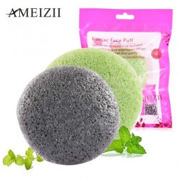 AMEIZII Natural Round Shap gąbka konjack czyszczenie twarzy gąbka puszek kosmetyczny wielokrotnego użytku Konjac Puff urządzenie