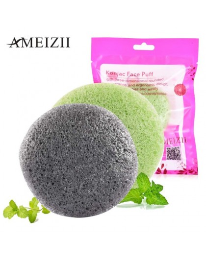 AMEIZII Natural Round Shap gąbka konjack czyszczenie twarzy gąbka puszek kosmetyczny wielokrotnego użytku Konjac Puff urządzenie