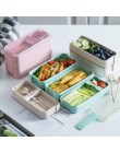 900ml przenośne bezpieczne dla zdrowia tworzywa pudełko na Lunch 3 warstwy słomiane Bento stołowe naczynia mikrofalowe pojemnik 